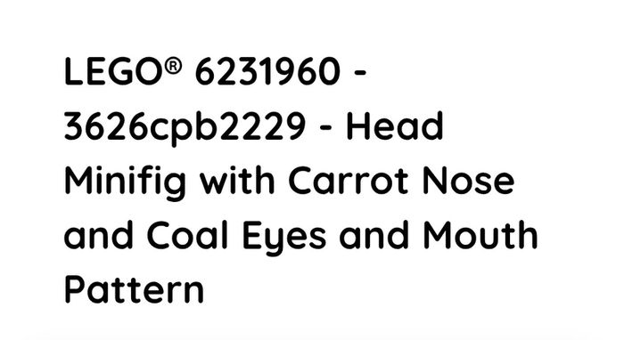 Lego Head with Carrot Nose 6231960