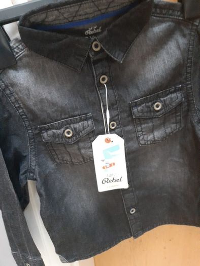 Mini Rebel Denim Black Shirt. S. 9-12  B.N.W.T