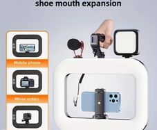 Smartphone Camera Stand, Handheld Circular Selfie Light Kit,