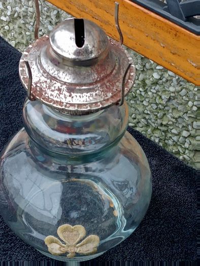 Antique/Vintage Clear Glass Oil Lamp