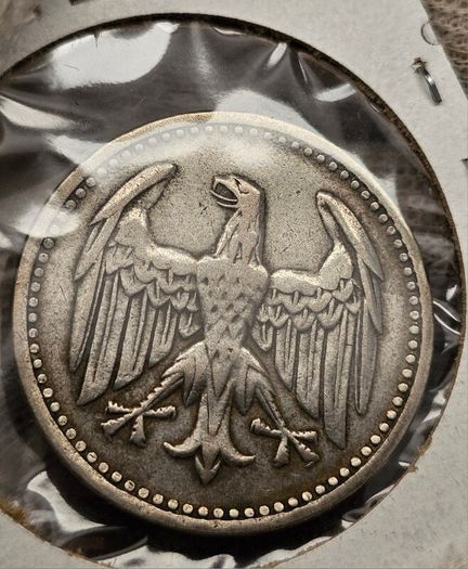 Germany Silver 1924 D 3 Mark Drei Coin
