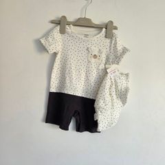 6-9m, With Tags F&F Pokadot Summer Romper and Hat