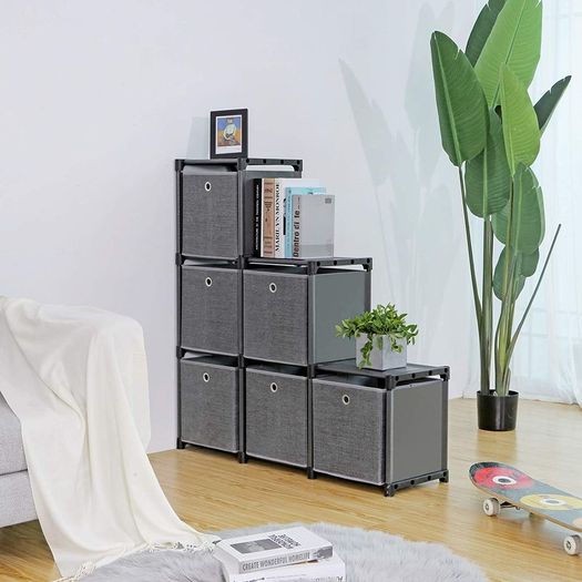 6-Cube Storage System with 6 Fabric Boxes - Free Delivery Nationwide