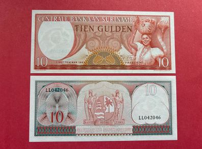 Suriname   10  Gulden. 1963. Pick  121b.  ( Uncirculated )