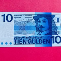 Netherlands   10  Gulden. 1968  Pick  91b. ( Uncirculated. )