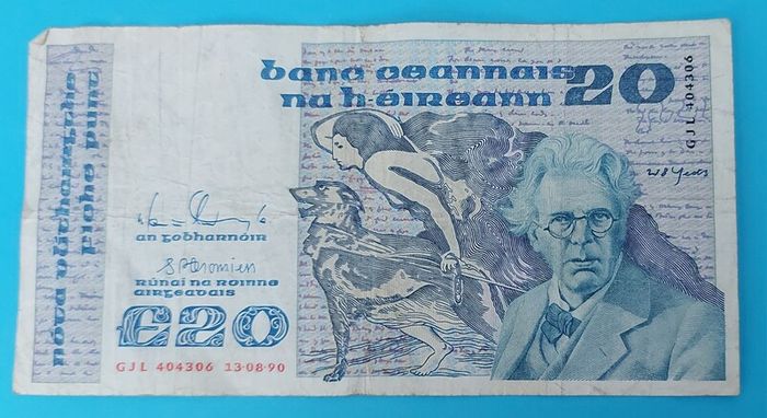 Irish 1990 Twenty Pound "YEATS"  banknot in V.Fine  condition