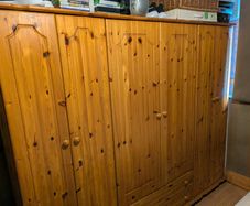 Solid pine Wardrobe plus chest of drawers and bedside table