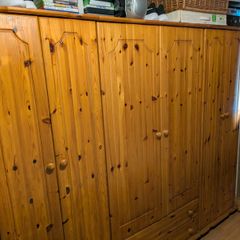 Solid pine Wardrobe plus chest of drawers and bedside table