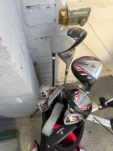 golf clubs and trolley