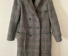 Maje Paris Wool Prince of Wales Check Long Coat Size 36 Autumn Winter