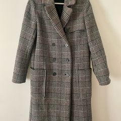 Maje Paris Wool Prince of Wales Check Long Coat Size 36 Autumn Winter
