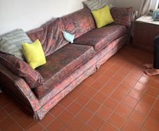 Long Couch with real down pillows - 7.5foot