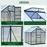 Clear Polycarbonate Greenhouse Large Walk-In Green House Galvanized Base Aluminium Frame w/ Slide Door (6 x 6ft) Image 3