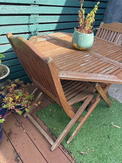 garden table and 3 chairs