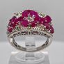 Beautiful African Ruby White Zircon Cluster Ring in Rhodium Overlay Sterling Silver 4.42 Ct. Image 5