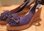 Navy Faux Suede Peep Toe Wedge Size 5