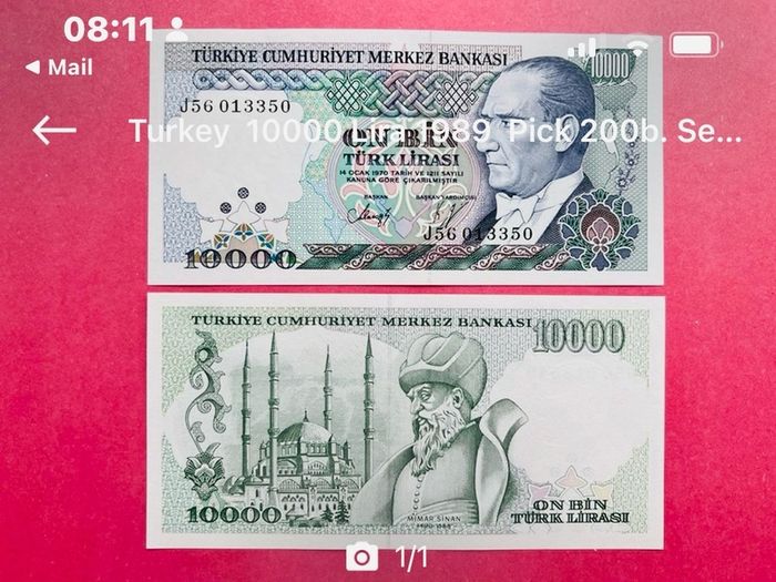 Turkey  10,000  Lira 1989  Pick 200b. ( Uncirculated )