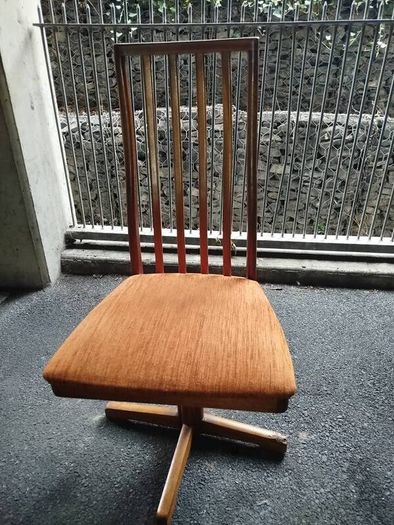 vintage mid-century modern teak swivel dining chair