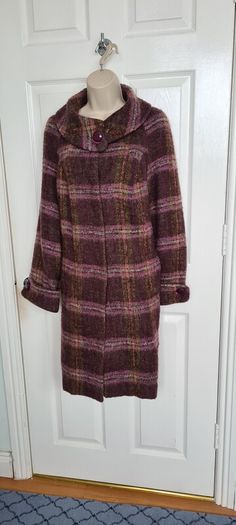 Purple and Green Wool Mix Coat from Autograph M&S size 12