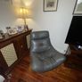 Grey Leather Swivel Chair Image 3