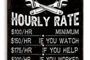 Mechanic Hourly Rate : Metal Sign
