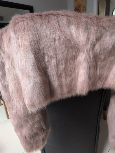 Dunnes Stores   Faux  Fur Blush  Box Jacket .  S.16. New - No Tag.