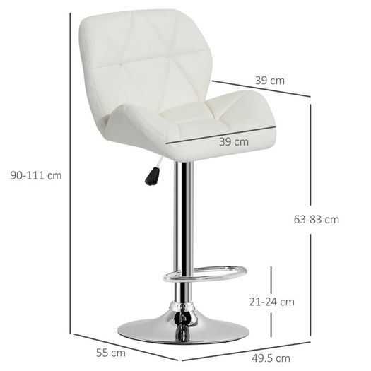 NEW SALE | PU Leather Rhombus Design Bar Stool with Adjustable Height