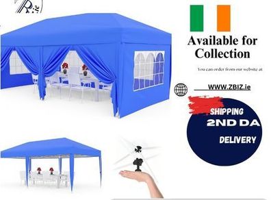 3m x 6m folding tent accordion 4 side panels 2 curtains + transport bag Waterproof Stable Flat Foldable Gazebo Popup Garden Tent