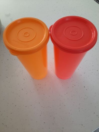 two tupperware jumbo Tumblers