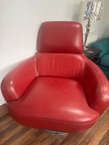 red leather swivel chair