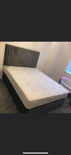 Crushed & plush velvet Divan Bed and mattress