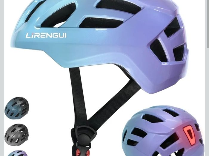 Bike Helmet Gradient Blue/Purple with LED Light