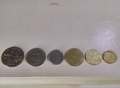 France 2 Francs + 1 Franc + 0.5 Franc + 20 Centimes + 10 Centimes + 5 Centimes