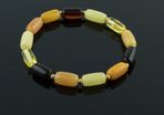 Unisex Rainbow Baltic Amber Beaded Bracelet for Adult with Gold Spacers