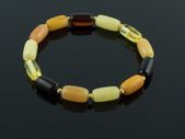 Unisex Rainbow Baltic Amber Beaded Bracelet for Adult with Gold Spacers