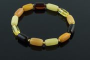 Unisex Rainbow Baltic Amber Beaded Bracelet for Adult with Gold Spacers