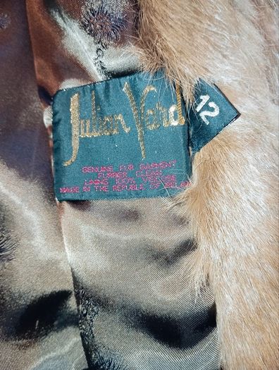 Vintage Julian Vard Genuine Fur Jacket Brown Size 12 Made in Ireland