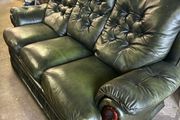 green leather 3 seater sofa