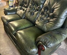 green leather 3 seater sofa