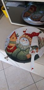 Beautiful Christmas Ceramic Cake Plate & Cake Slice