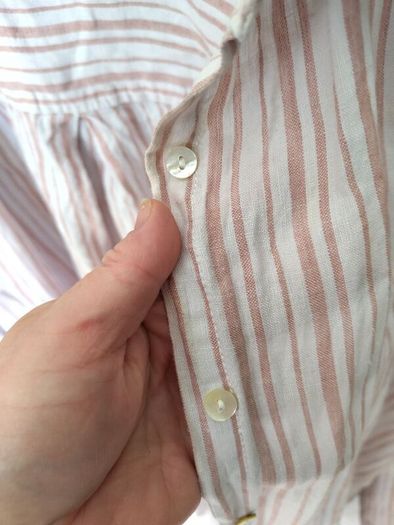 Rose and white striped linen shirt or shirt dress