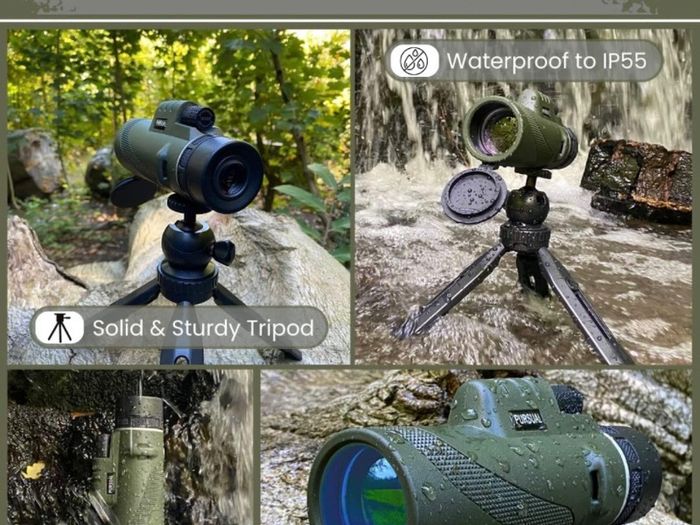 12x50 High Power Monocular Telescope with Smartphone Holder & Tripod for Adults & Kids, Waterproof FMC HD Lens & Scope for Bird Watching, Camping, Hiking, Hunting, Concert, Wildlife, Travel (FREE POSTAGE)