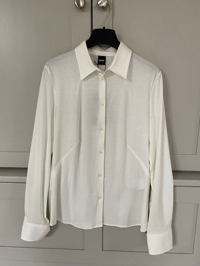 Designer brand Hugo Boss ladies soft cotton (cotton jersey) cream shirt BRAND NEW