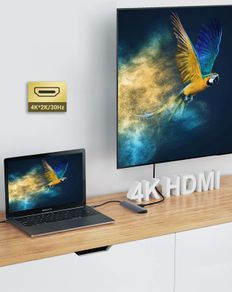 USB C Hub 4k HDMI Adapter 6-IN-1 Type C Hub with HDMI USB 3.0 Data Transfer, SD/TF Card Reader USB C Adapter Compatible with Macbook Pro Air Surface Pro Book 3, iPad Pro, XPS
