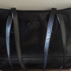 Rowallan of Scotland Black Genuine Leather Tote Bag