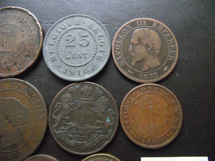 12 Vintage Foreign Coins (1835-1957)