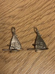 A Pair of Vintage Silver Boat Pendants