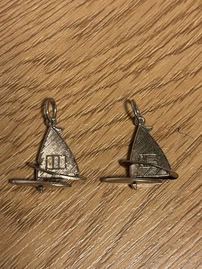 A Pair of Vintage Silver Boat Pendants
