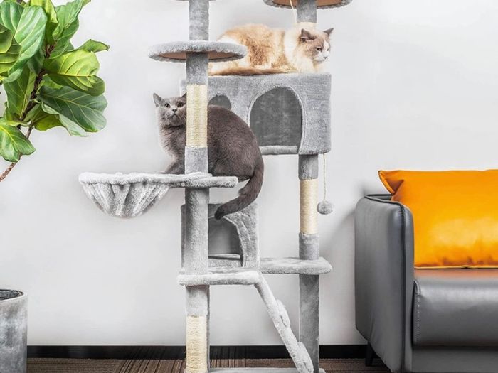 Cat Tree, 151cm Cat Scratching Post Stable Cat Tower for Large Cat, Activity Centre Cat Climbing Tree with 2 Cat House, Hammock, 4 Sisal Posts, Ladder, and Rest Place for Indoor Cat (FREE POSTAGE)