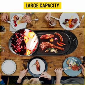 BRAND NEW 2 in 1 Electric BBQ Pan Grill Hot Pot Portable Smokeless Durable Material Fast Even Heated for Shellfish Vegetables Home